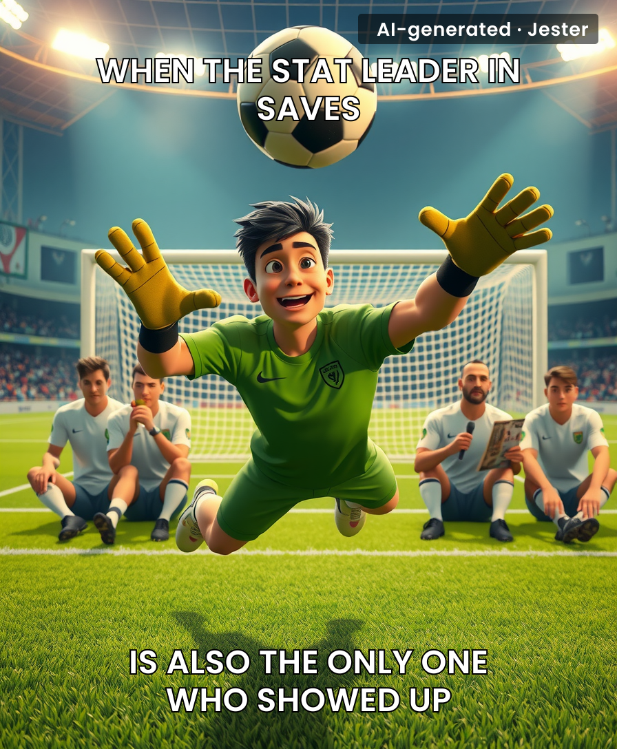 The goalkeeper's highlight reel is just 90 minutes of his defense waving at opponents.