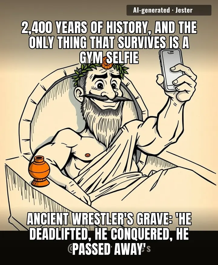 Somewhere, a CrossFit bro is jealous that this guy got to flex for eternity.
