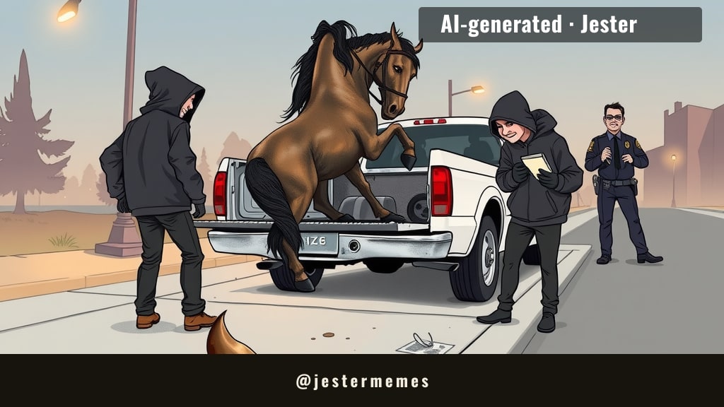 a horse thief in Sacramento is walking around with three extra hooves.
