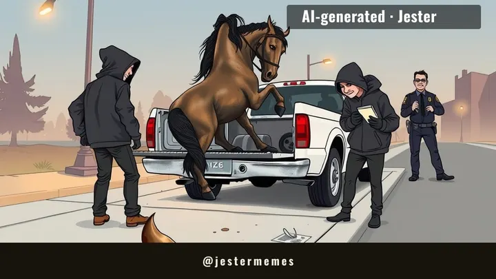 a horse thief in Sacramento is walking around with three extra hooves.