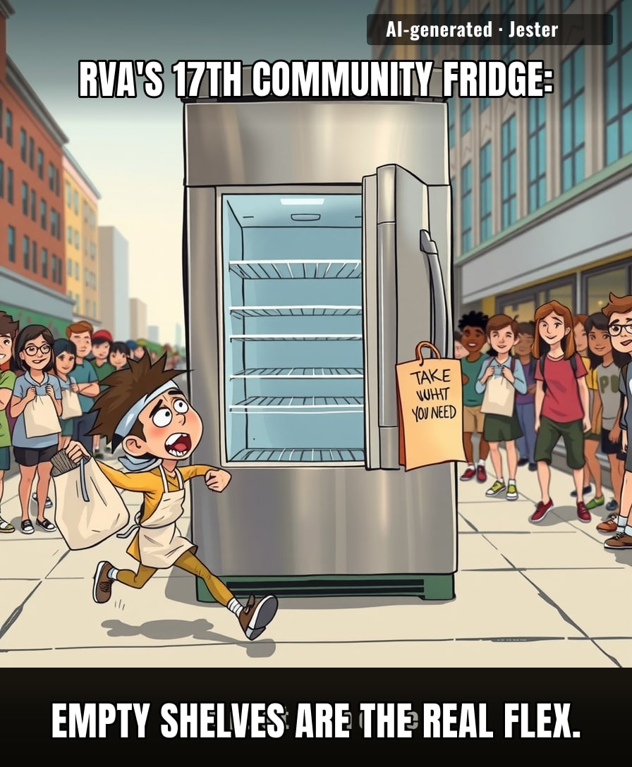 Seventeen fridges and they still can't keep them stocked — Richmond's giving away free food so fast it's basically a drive-thru for kindness.