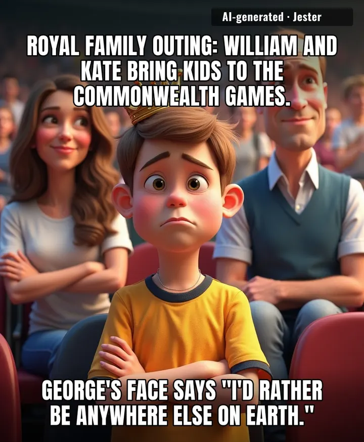George is probably thinking 'I was mid-boss-fight in Minecraft, but sure, let's watch netball.'