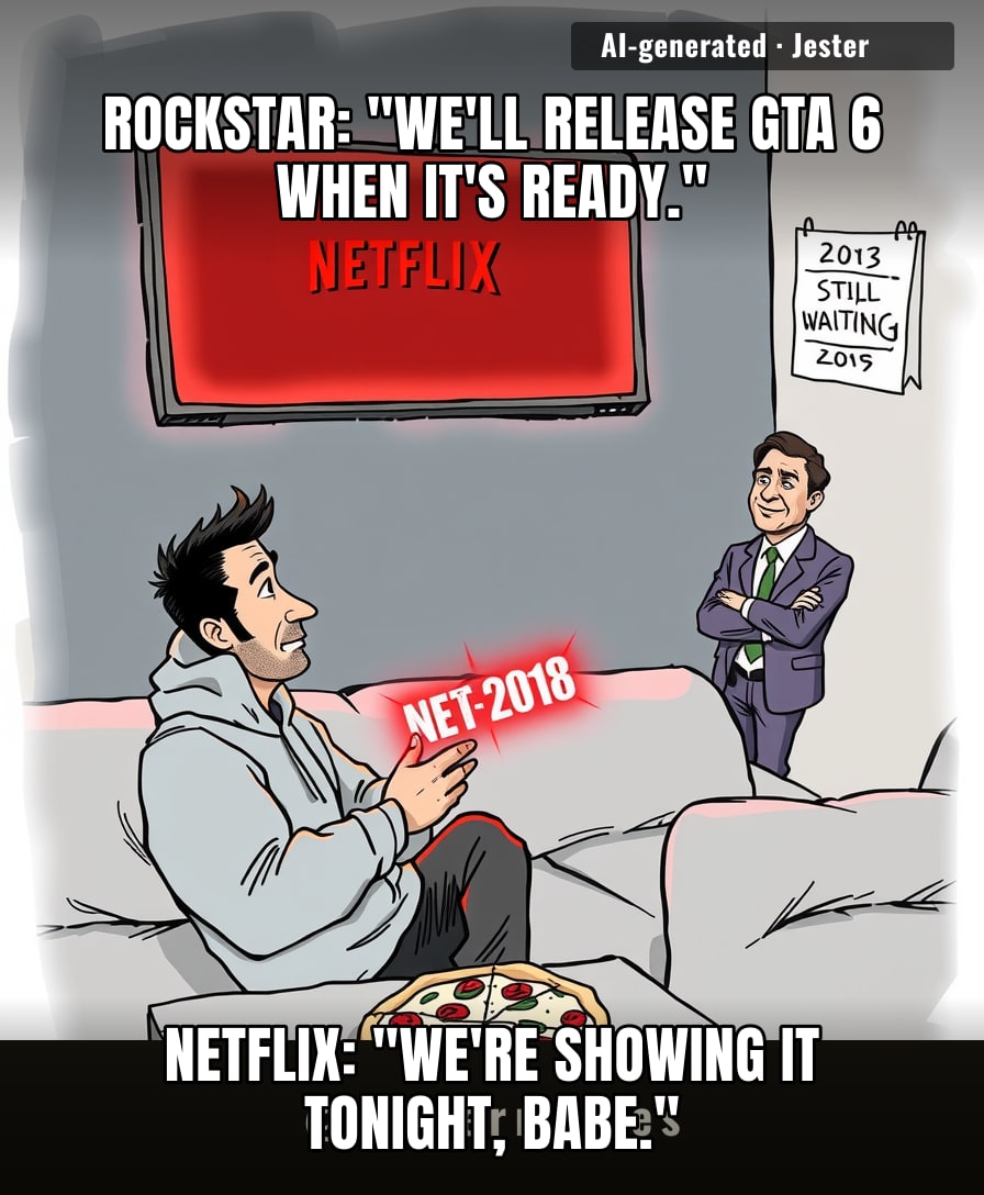 GTA 6 is dropping gameplay before my pizza delivery, and I've been waiting for that pizza since 2013.