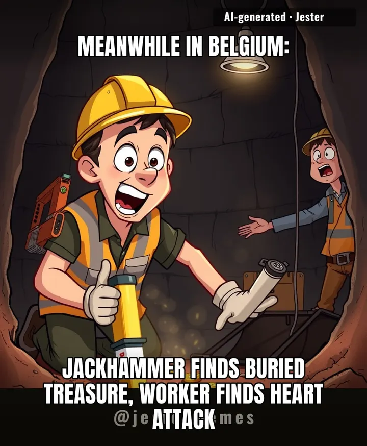 Student thought they were 1-euro coins; the gold bar stuck to the jackhammer was probably the biggest tip he never asked for.