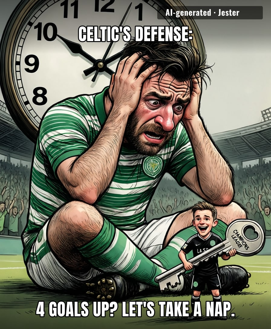 Celtic really said 'we've got this' so hard they tackled the Champions League spot into the river.