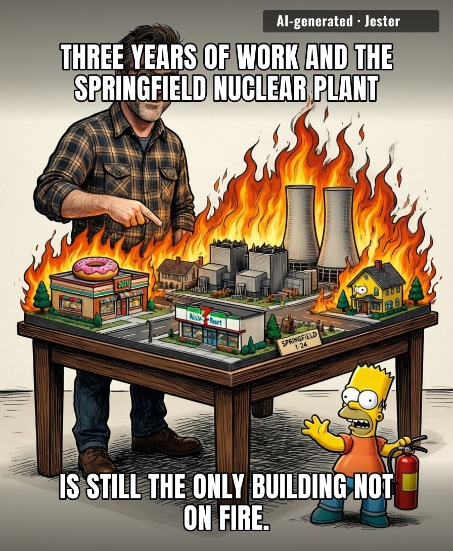 Three years to build Springfield and Homer still can't find the donut shop without GPS.
