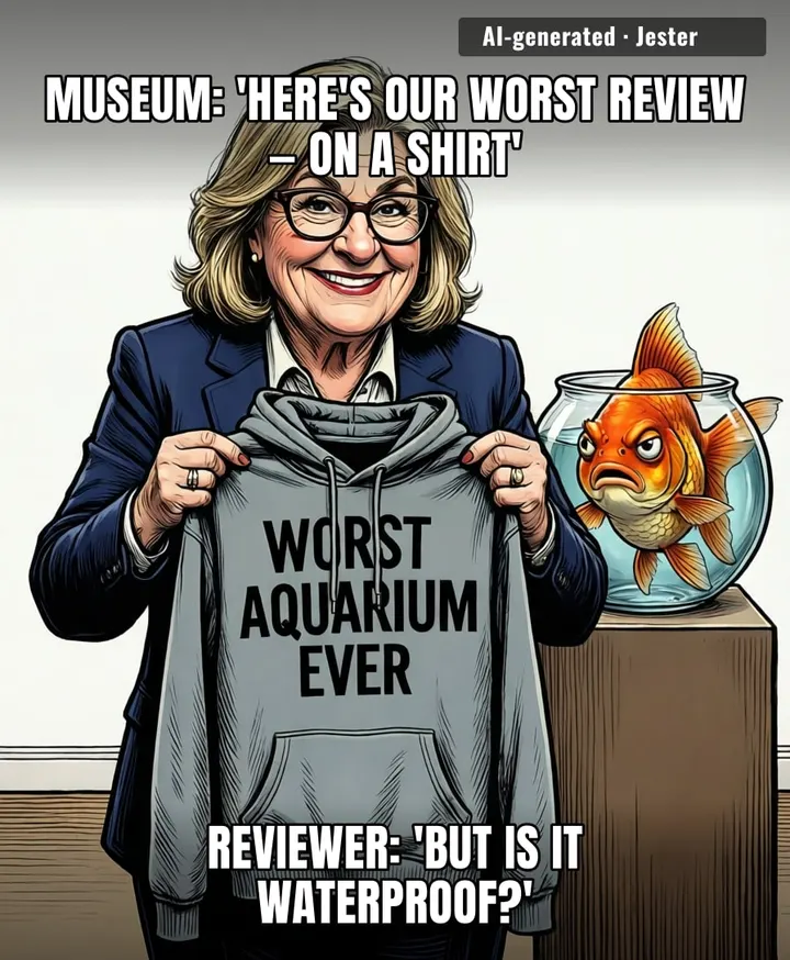 Nothing says 'we're a museum' like monetizing the one-star review that proves you're a terrible aquarium.