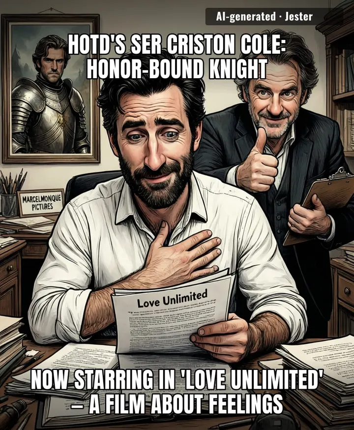 From brooding over broken oaths to brooding over a script he's producing with his brother — Ser Criston's finally found a cause worth dying for: the family business.