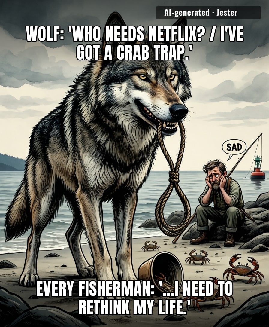 The only one in BC with a real work ethic is a wolf, and he's not even getting paid.