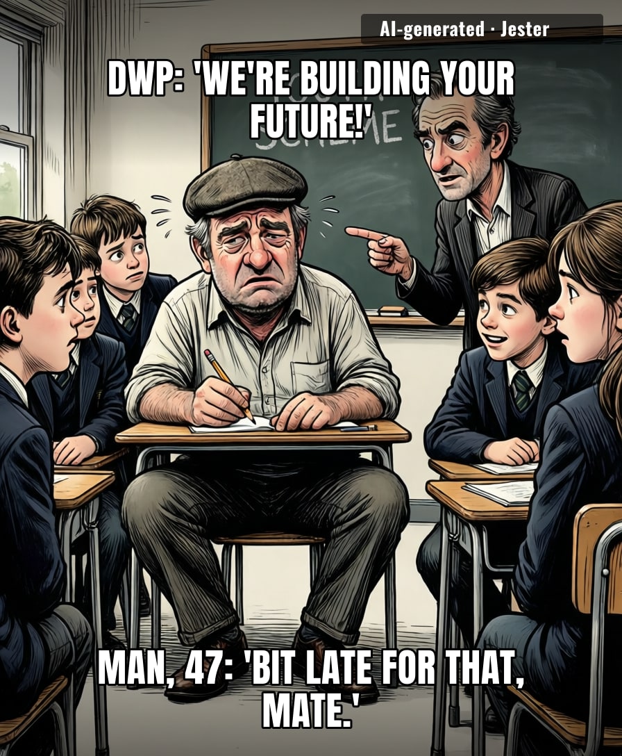 The Department for Work and Pensions just sent a 47-year-old man on a youth scheme, proving that 'young at heart' is now a legal requirement for benefits.
