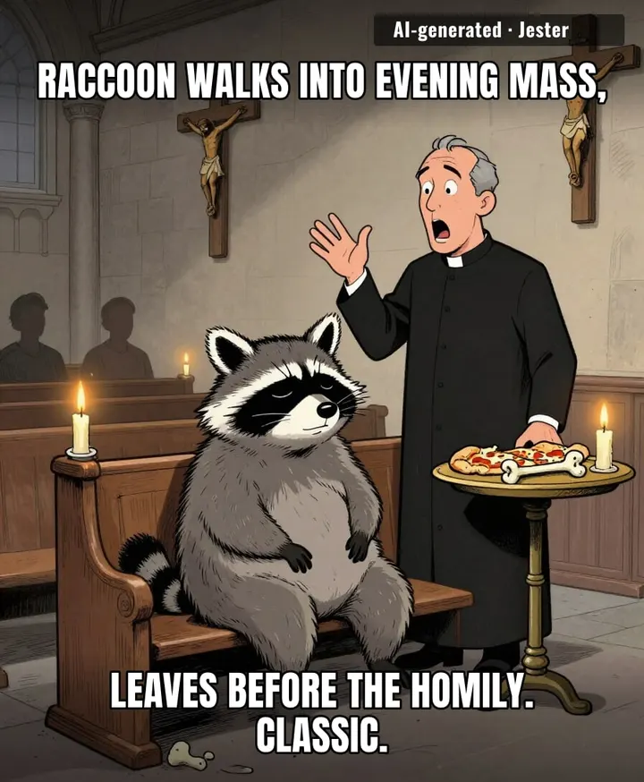 he tithes in pizza crust and leaves before the collection plate