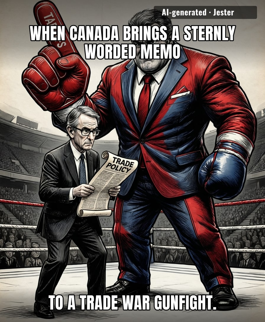 Mark Carney showing up to debate Trump is like bringing a polite Canadian apology to a cage match where the other guy is already eating the referee.
