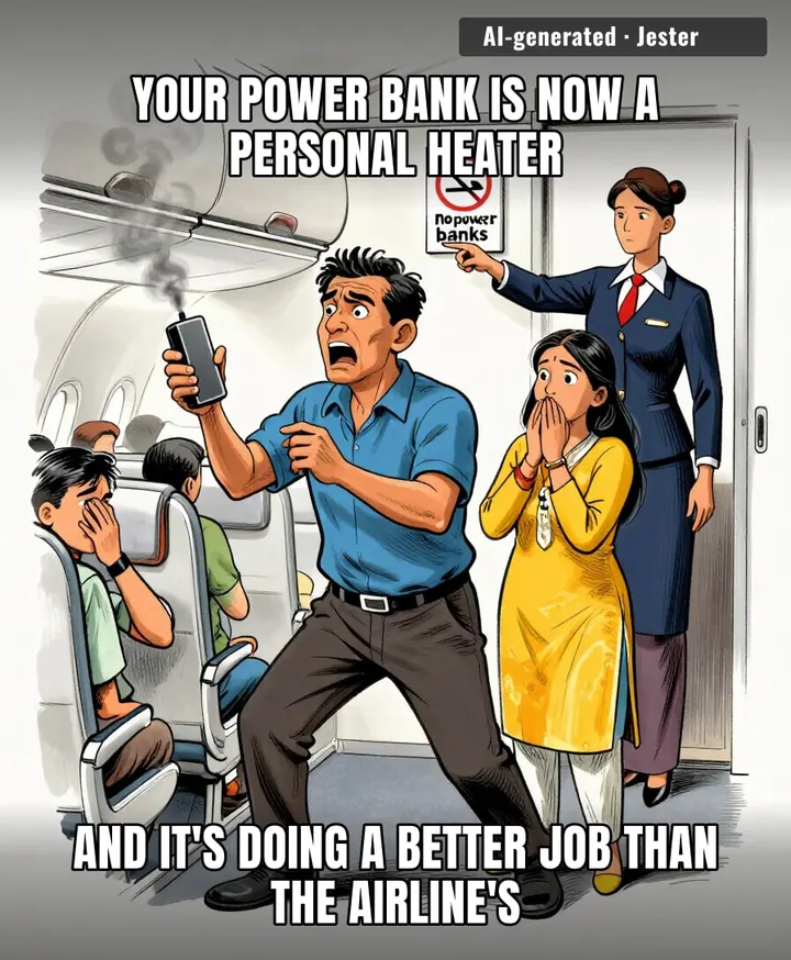 IndiGo's new safety briefing: 'In case of power bank fire, please continue to not read the safety card.'