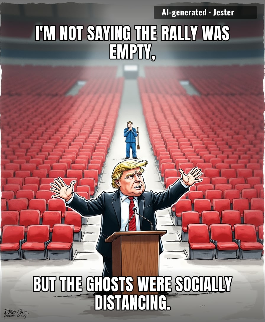 It is a bold strategy to rent out an entire stadium just to give a keynote address to an unpaid janitorial staff.