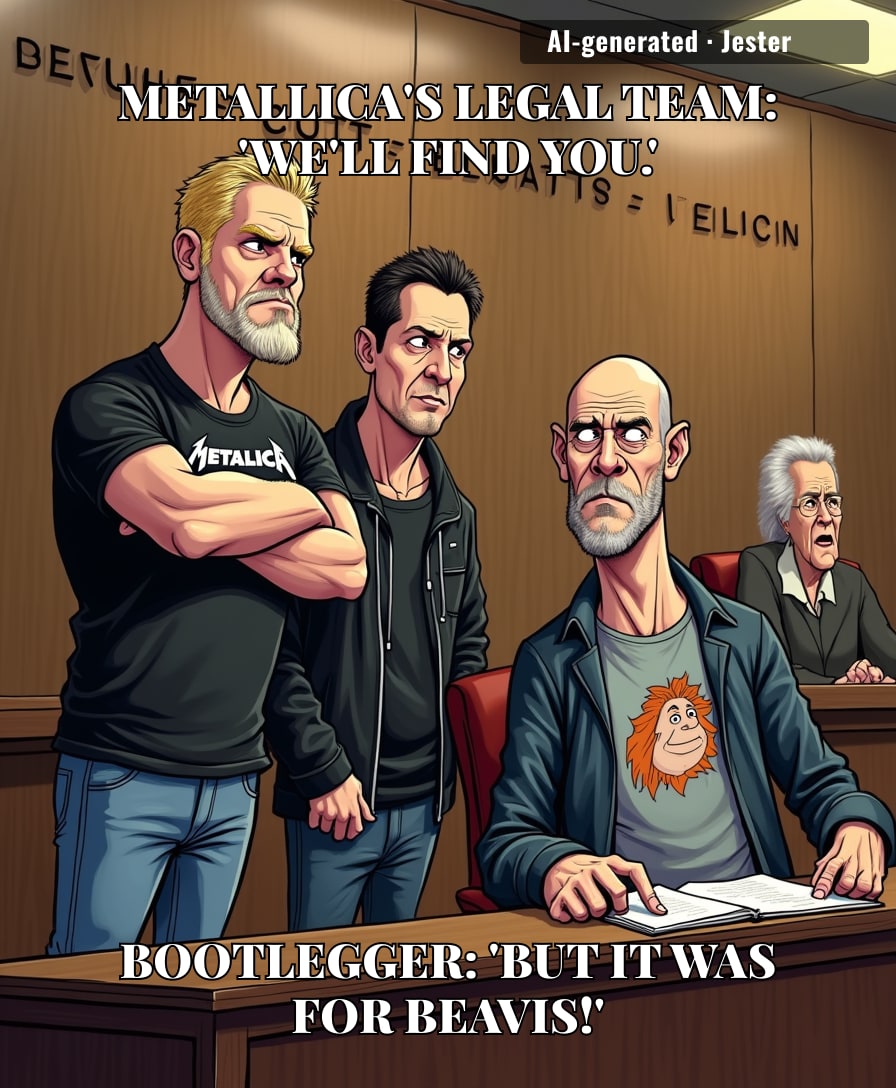 Metallica spent three decades tracking down the guy who sold a shirt to a cartoon. Legendary dedication to merch.