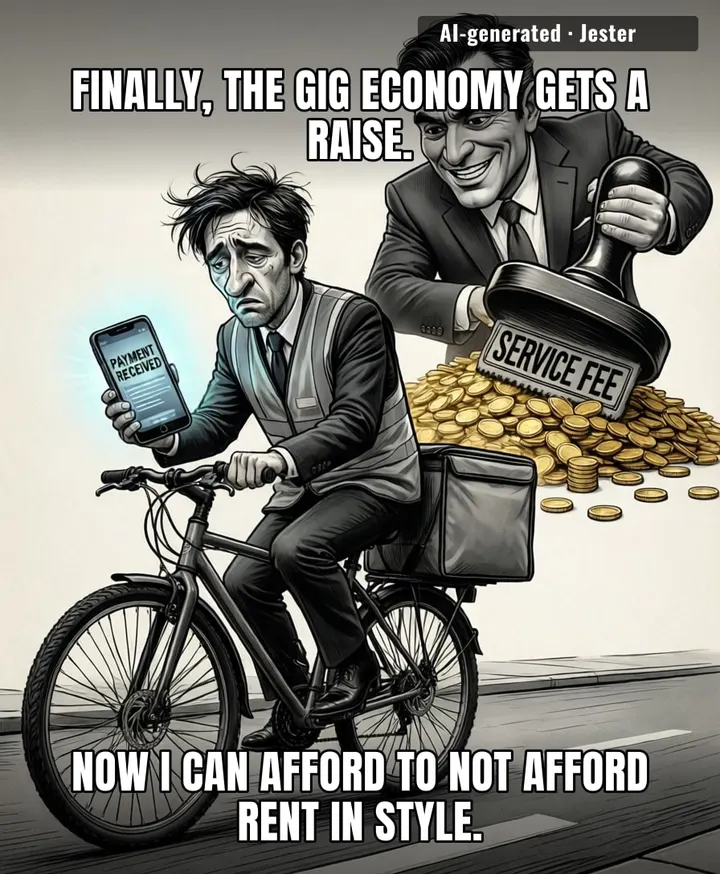 We really just gave the delivery industry a 'living wage' like we expect the apps to pay it instead of just inventing a new 'Labor Compliance Fee'.