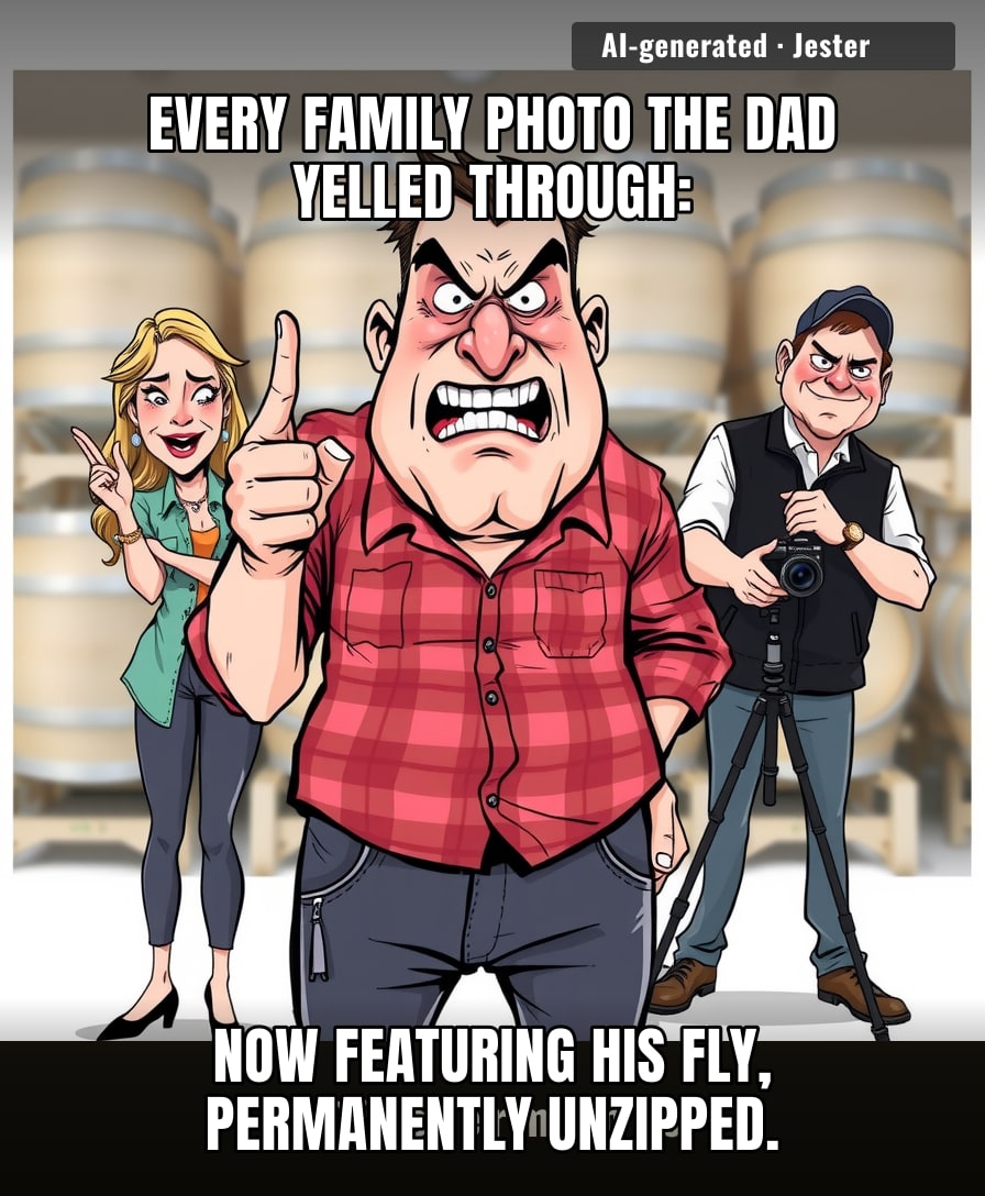 That photographer just turned one screaming dad into the internet's favorite cautionary tale about mansplaining at a winery.
