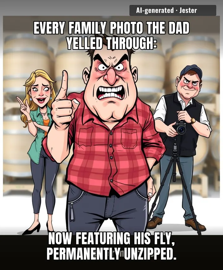 That photographer just turned one screaming dad into the internet's favorite cautionary tale about mansplaining at a winery.
