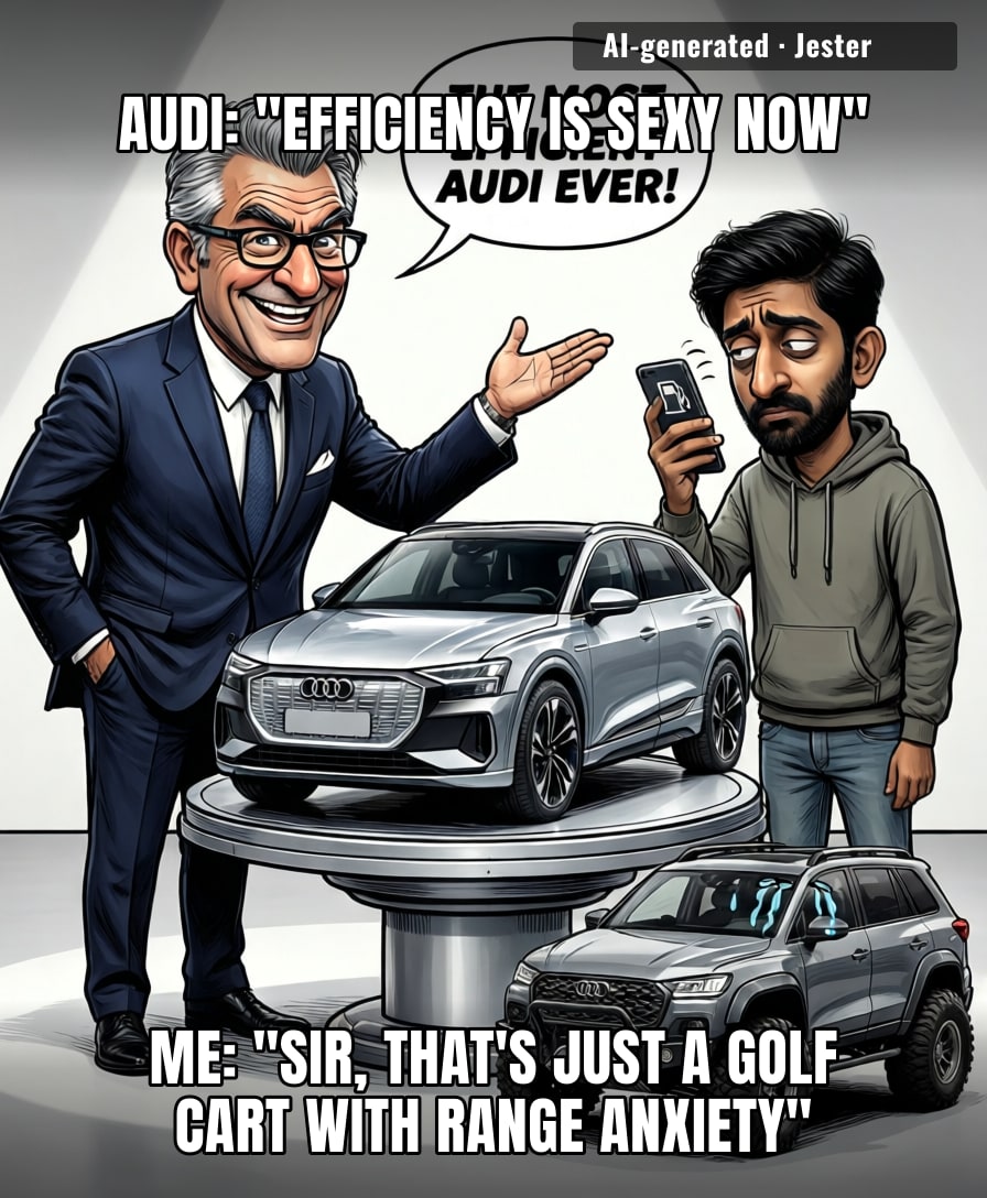 Audi spent a decade convincing us SUVs are cool, now wants us to get excited about a toaster with 400 miles of range — I've seen faster midlife crises.