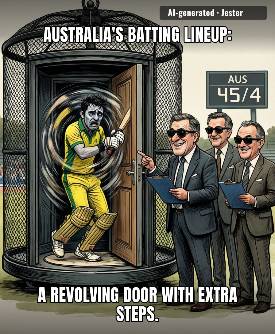 Australia's batting order is like a haunted house ride — everyone screams, nobody gets out alive.
