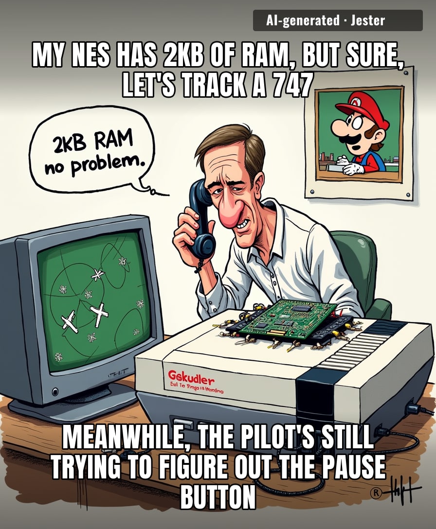 When your childhood console has less computing power than a modern calculator, but you're convinced it can handle real-time air traffic control.