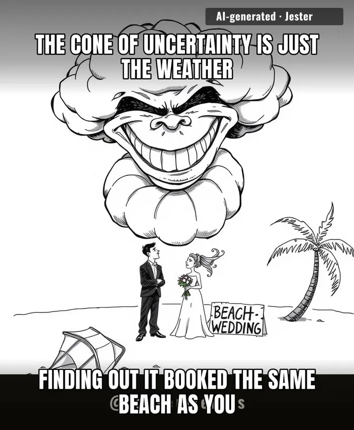 Somewhere a bride is refreshing the radar like it's her ex's story.