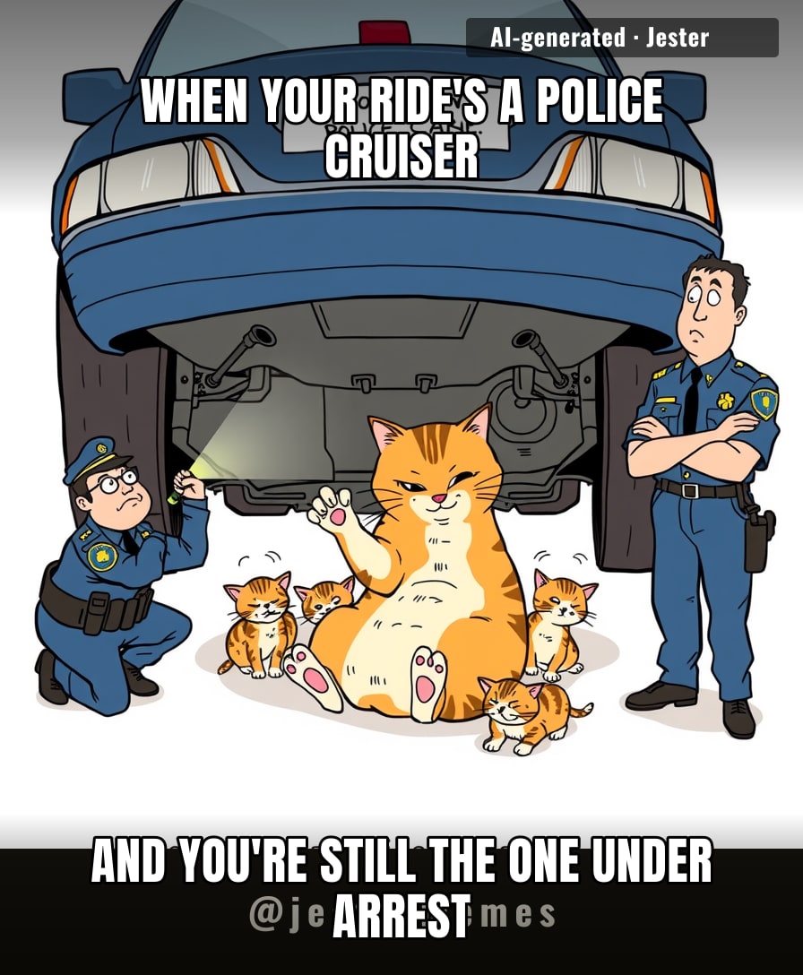 The cat chose the one car in Ontario that gets a forensic team for a family reunion.