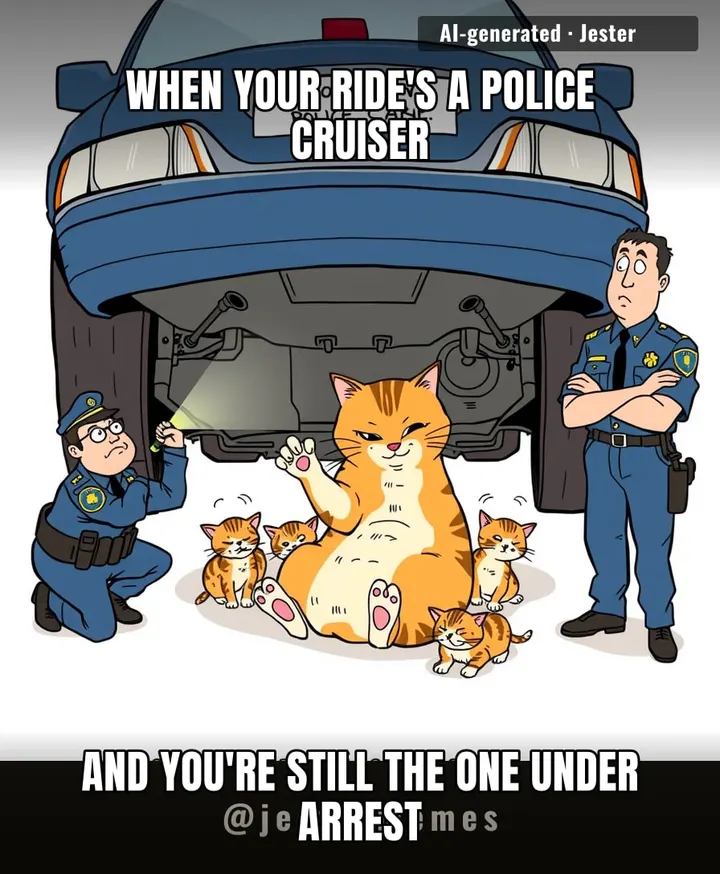 The cat chose the one car in Ontario that gets a forensic team for a family reunion.