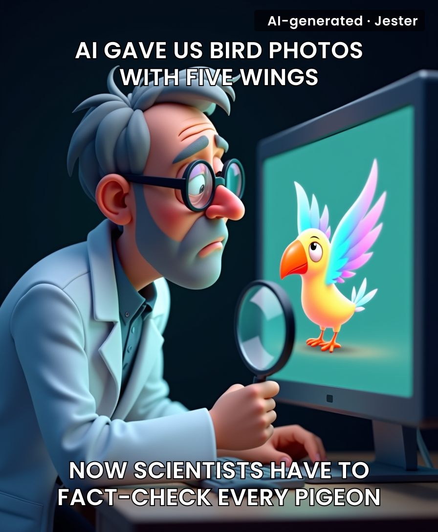 When your ornithology degree is rendered useless by a pigeon that never existed outside Photoshop.