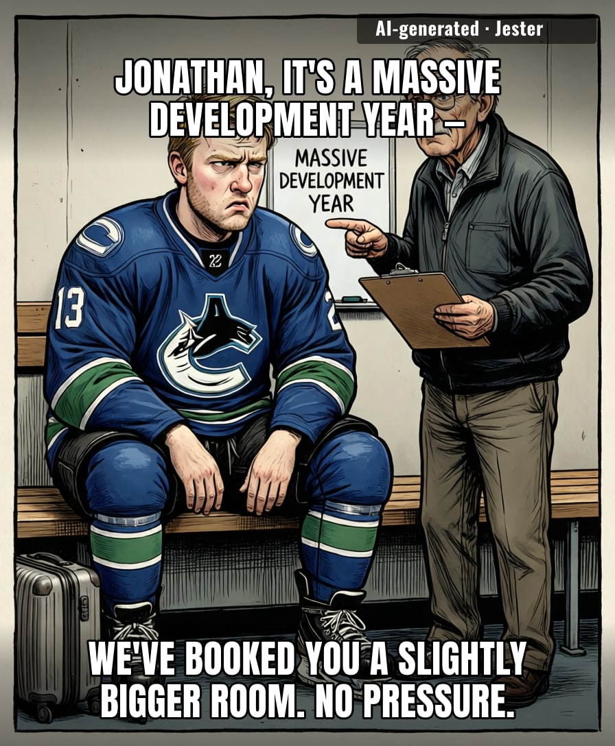 Jonathan Lekkerimaki's development plan is just his name on a whiteboard and a guy nodding slowly.