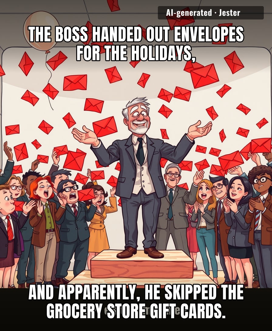 When the company holiday party actually ends with everyone crying—for once—for joy.