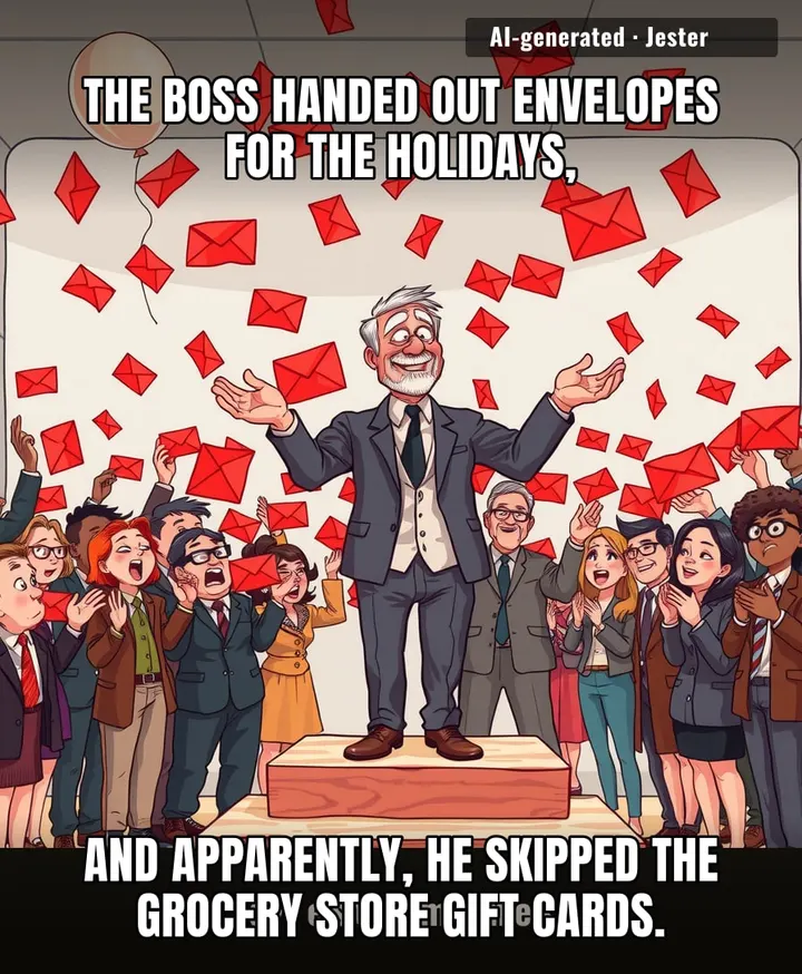 When the company holiday party actually ends with everyone crying—for once—for joy.