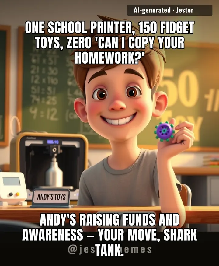 Most 13-year-olds are selling lemonade; Andy's out here with a 3D-printed side hustle that actually helps people.