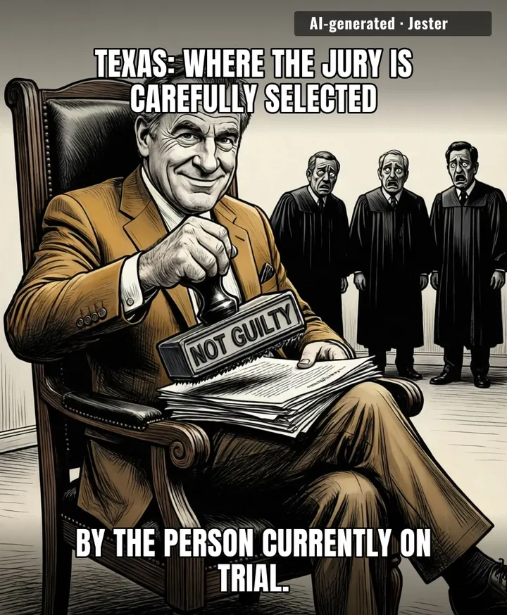 The Texas Senate impeachment process is the only courtroom where the defendant gets to hand out the judge's robes before the verdict.