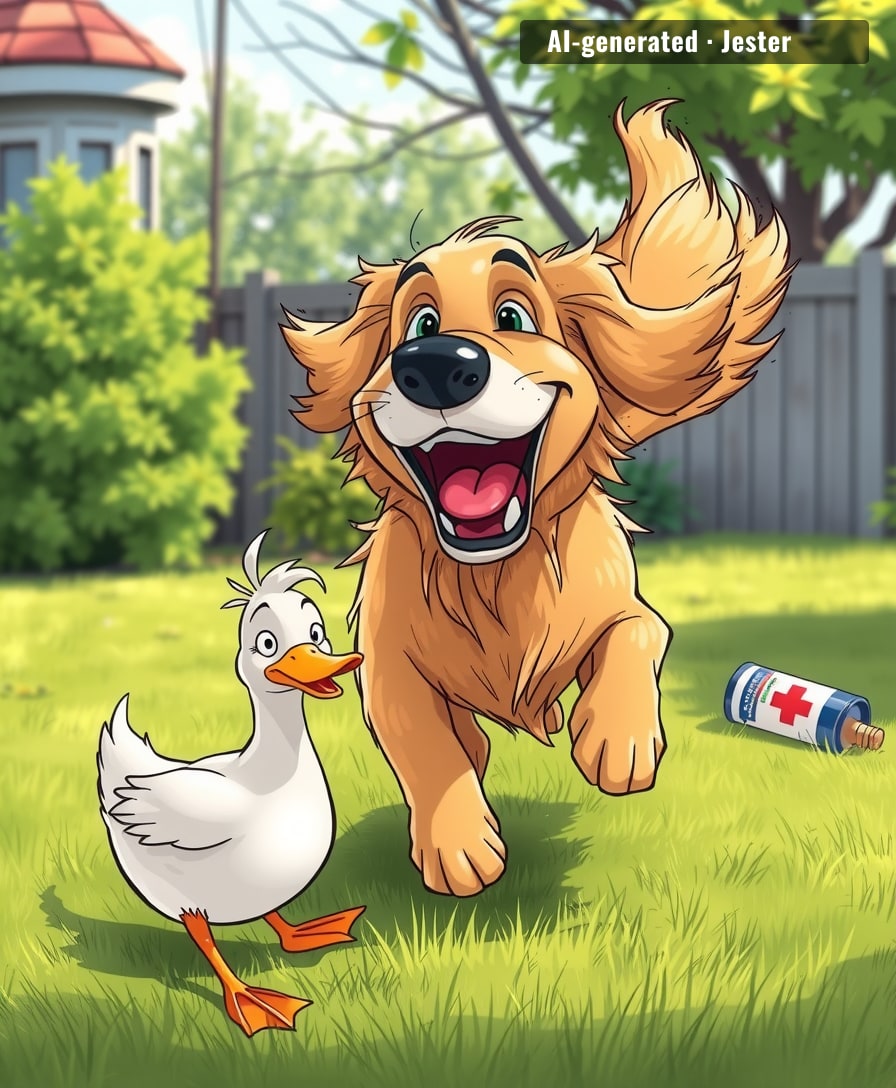 A duck waddled in and fixed what medication couldn't—Barley's tail hasn't stopped wagging since.