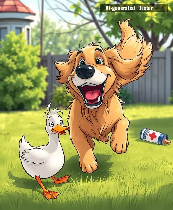 A duck waddled in and fixed what medication couldn't—Barley's tail hasn't stopped wagging since.