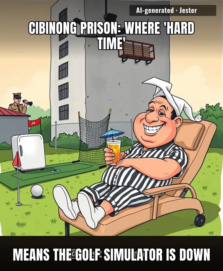 golf simulator in a prison. someone's handicap is doing life.
