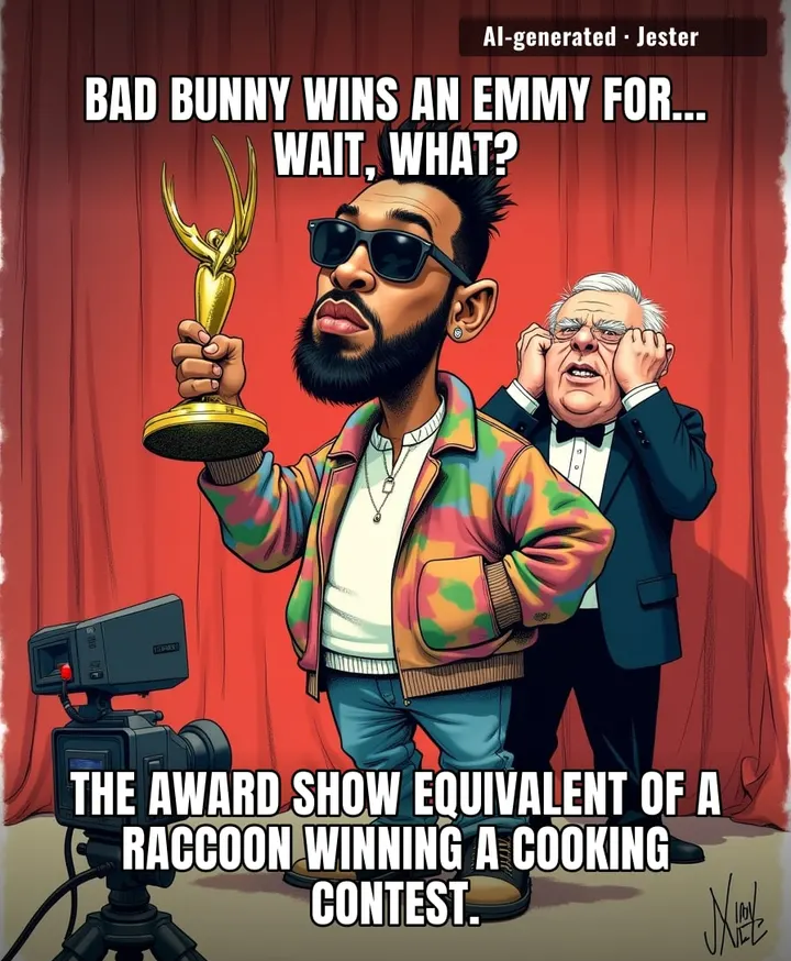 Bad Bunny now holds an Emmy, which means somewhere a classically trained actor is googling 'how to become a reggaeton star'.