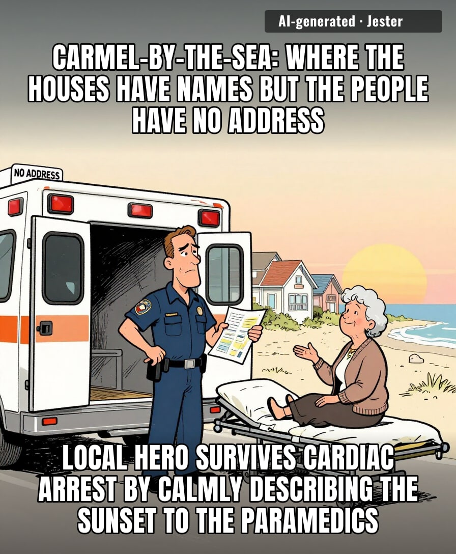 A town so resistant to change they made the ambulance drive around looking for vibes.