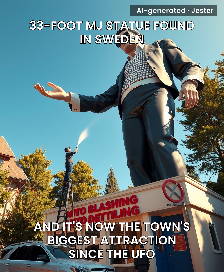 The statue's new gig at a car wash is the most honest work it's done in years.