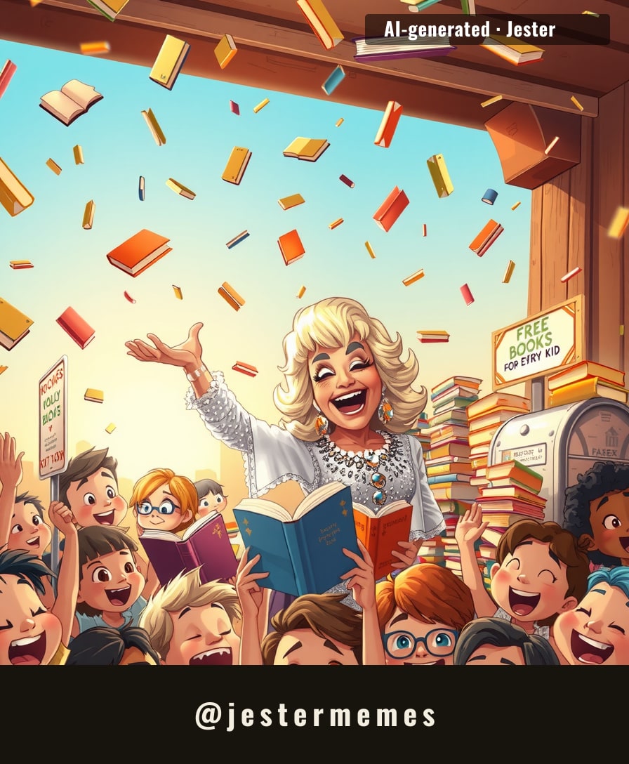 Dolly's giving away books faster than most people can read them — and she's not even sweating.