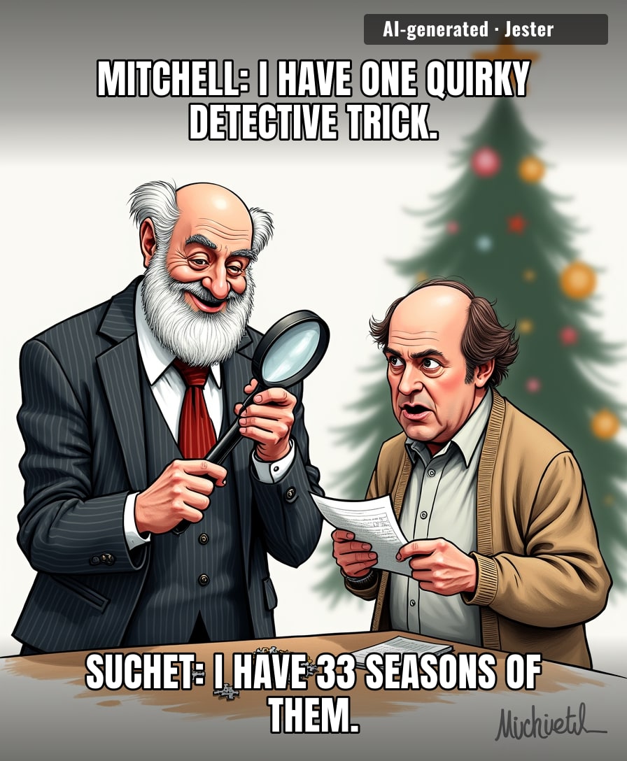 Suchet joining the cast is like bringing a scalpel to a butter knife fight — Mitchell's about to get out-observed by a man who notices when his tea is a degree off.