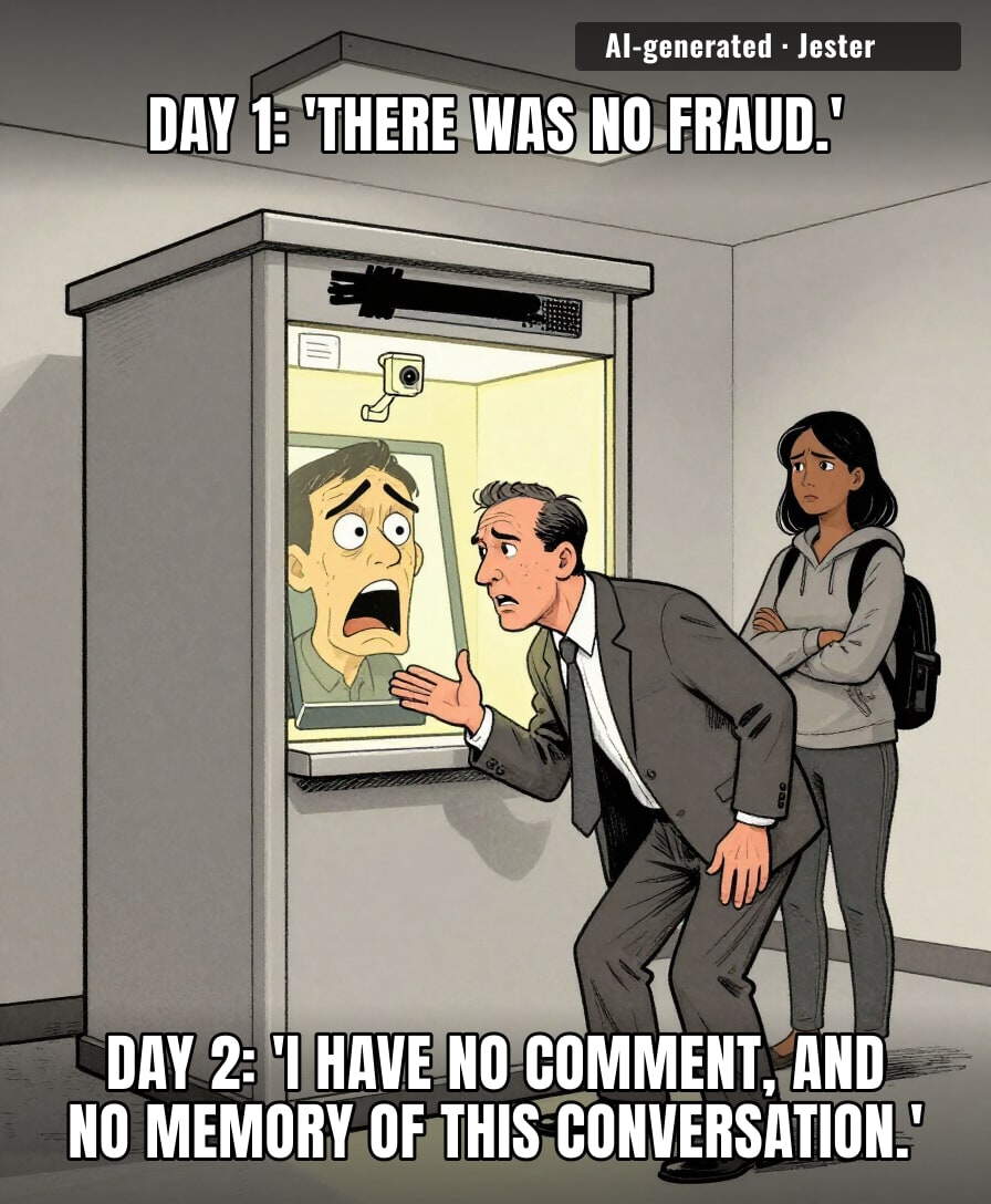even the robot learned to say 'no comment' by wednesday