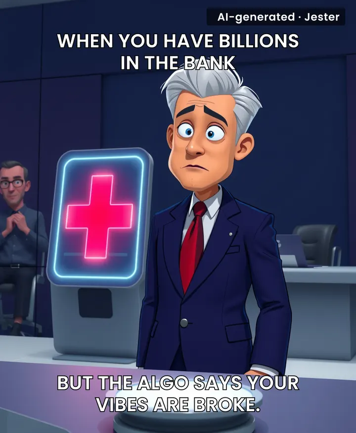 Imagine being so rich you buy the bank, only to get rejected by the same automated form that ruins everyone else's Tuesday.