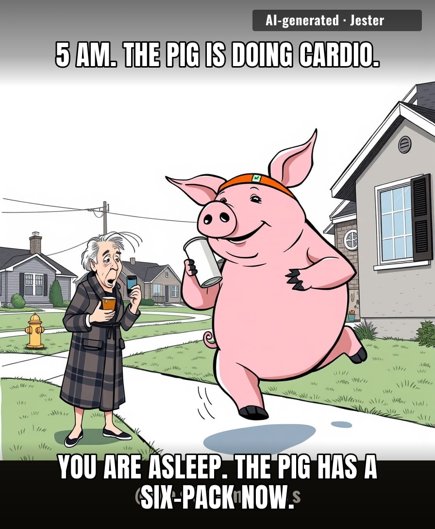 the pig is training for a marathon it did not sign up for