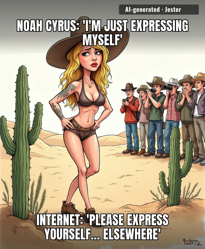 The Cyrus family really said 'Miley broke the internet, let's see if Noah can break our eyes'.