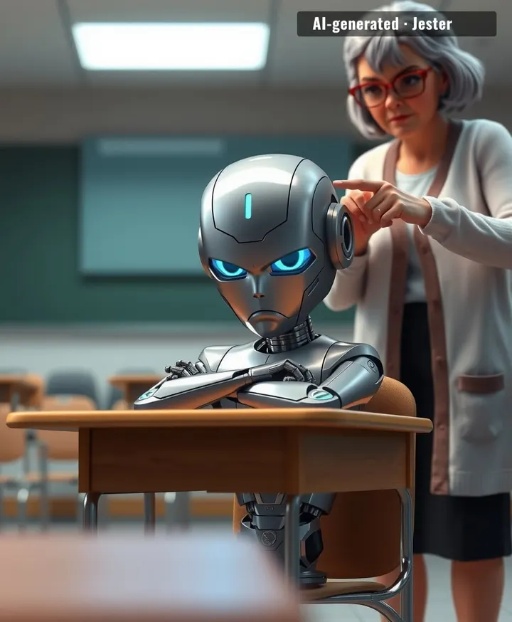 The robot's first lesson: how to write a resignation letter for the school board.