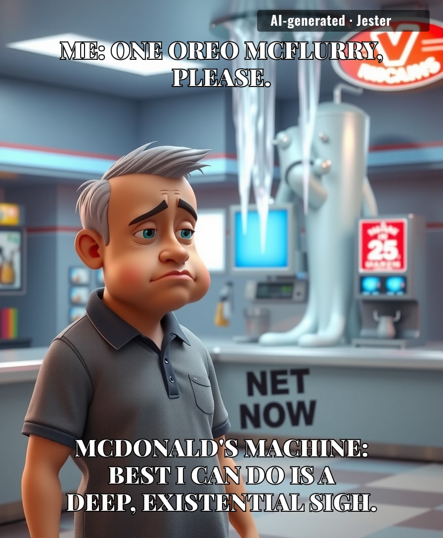 Somewhere in a corporate office, a technician is being paid a six-figure salary to ensure that the shake machine remains a permanent art installation of 'Out of Order'.
