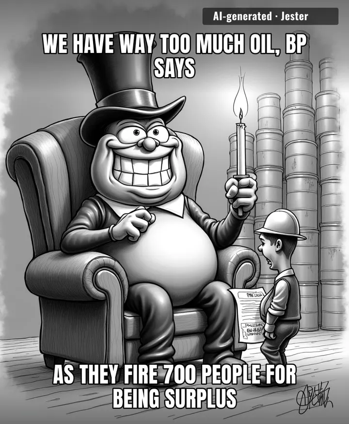 BP is essentially telling the world they're drowning in product, yet somehow the people who dig it out are the only things they know how to cut.
