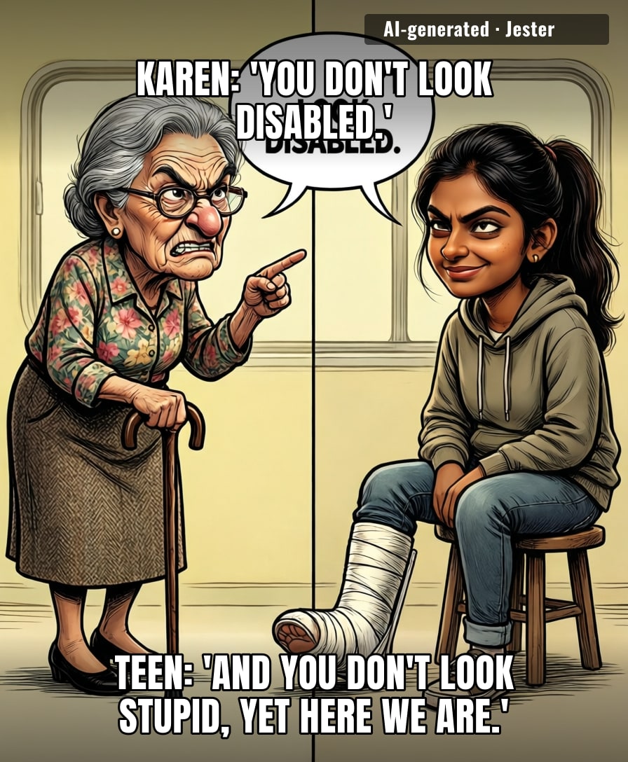 Two seniors just learned that the only thing more invisible than her injury is their self-awareness.